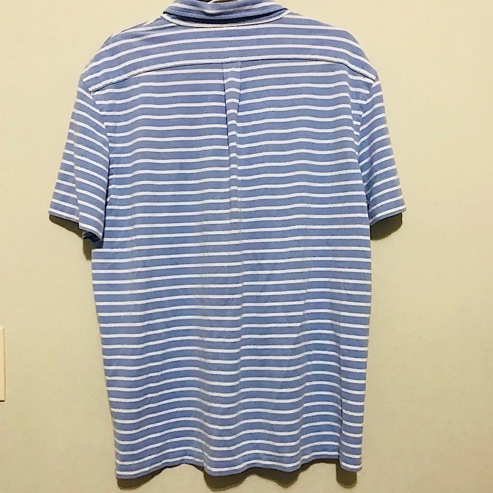Ralph Lauren Light Blue White Stripes Knit Cotton Oxford